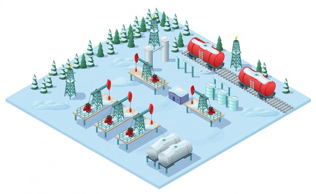 Isometric Oil Extraction Plant Template