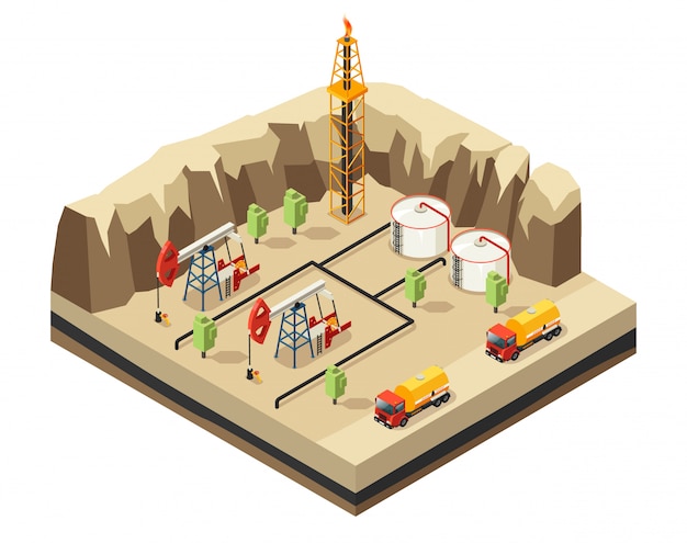 Modello di industria petrolifera isometrica