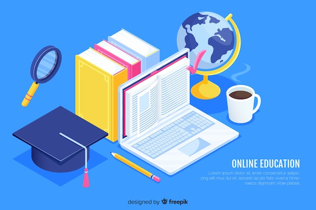 Isometric online education concept