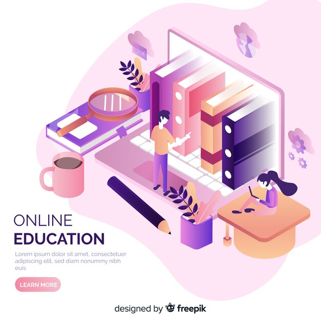 Isometric online education concept