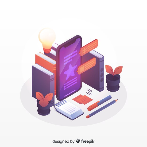 Isometric online education concept