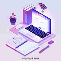 Free vector isometric online education concept