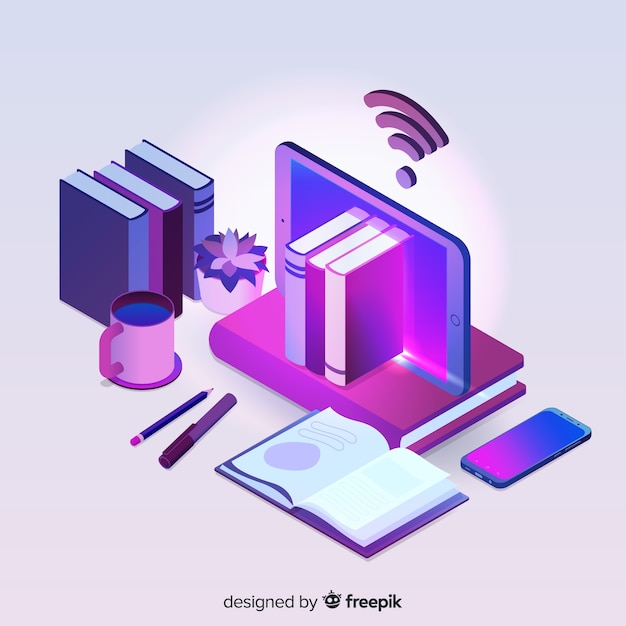 Isometric online education concept