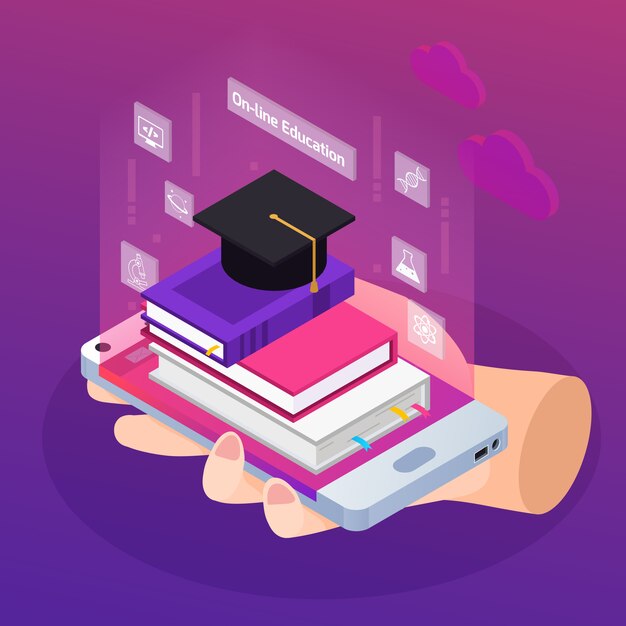 Isometric online education illustration