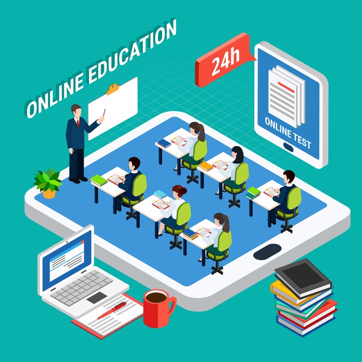 Free Vector isometric online education