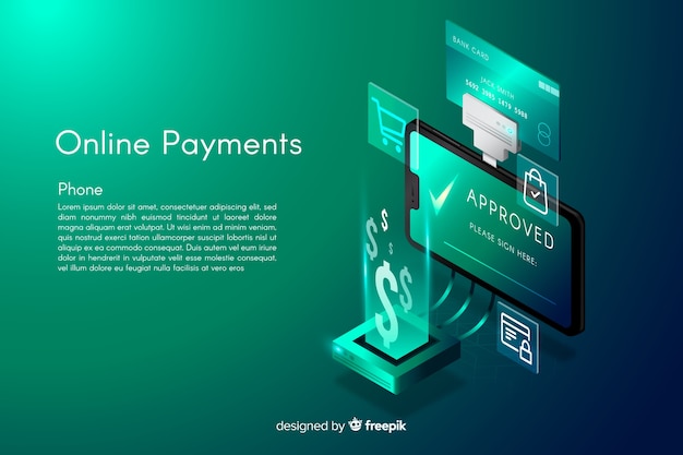 Free vector isometric online payments background