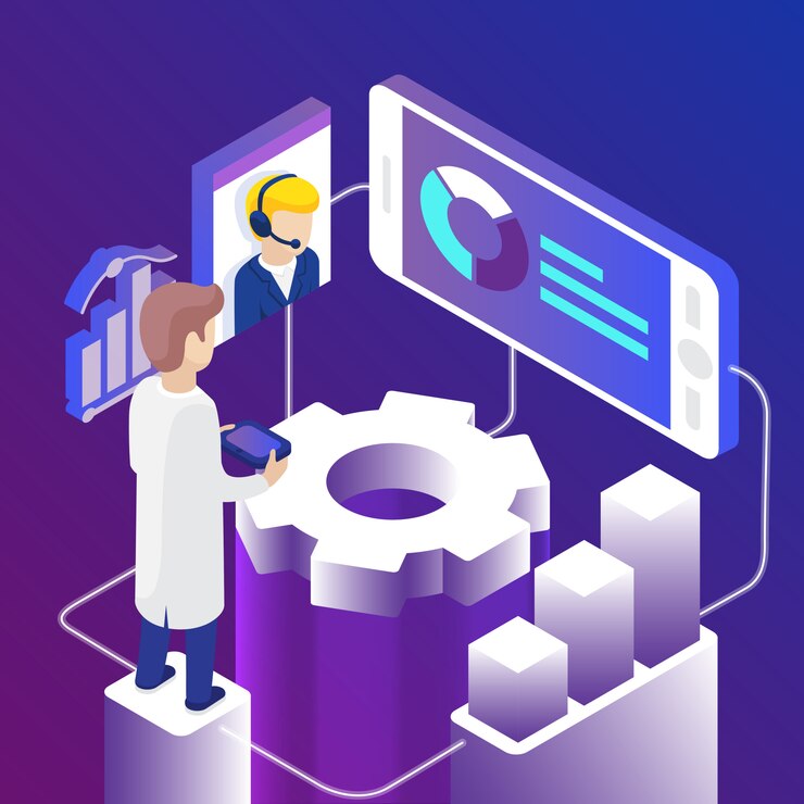 Free Vector isometric online technical support
