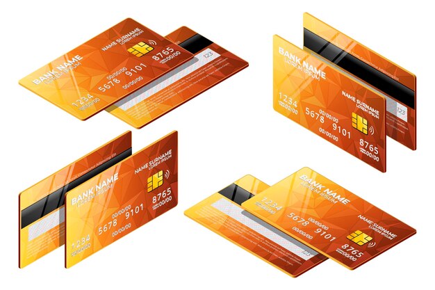 等尺性のオレンジ色のクレジットカードコレクション