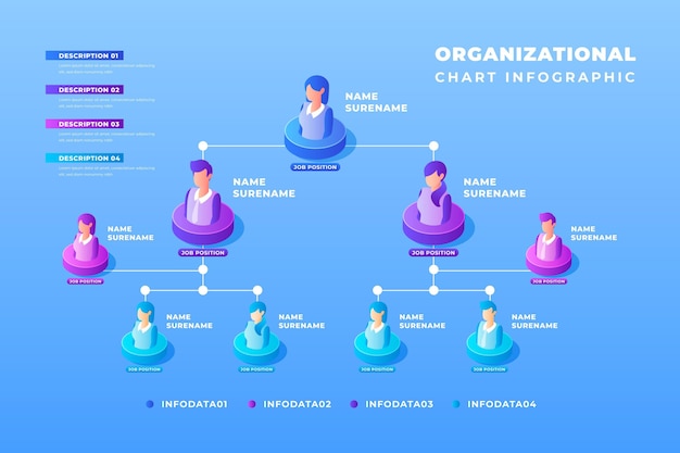 Isometric organizational chart infographic