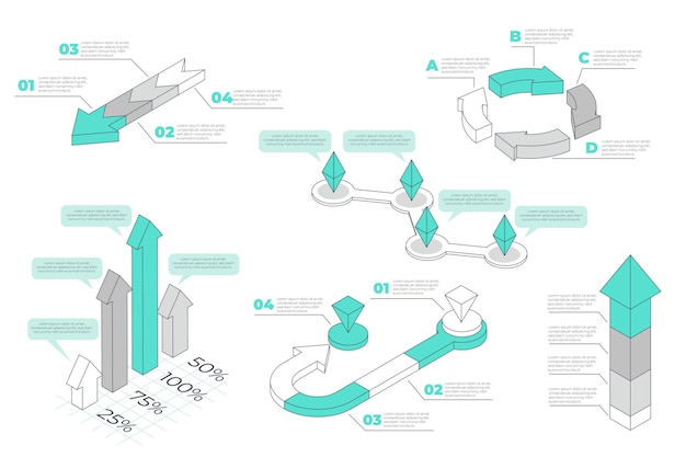 Vettore gratuito collezione di elementi infografica profilo isometrico