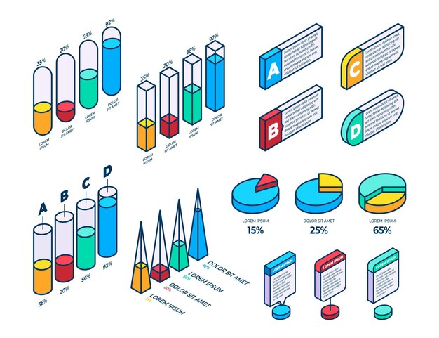 Изометрические наброски инфографики элемент коллекции