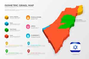 Vettore gratuito isometrica israele mappa infografica