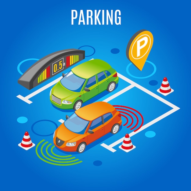 Free vector isometric parking colored