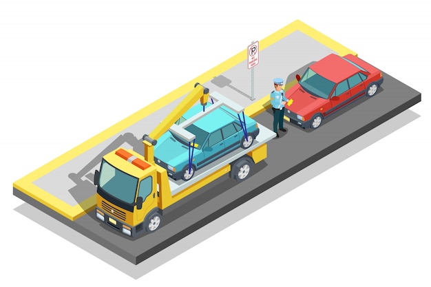 Free vector isometric parking composition