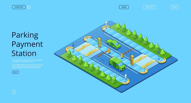 Isometric parking payment station with cars