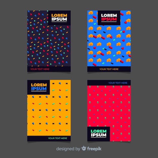 Free vector isometric pattern brochure pack