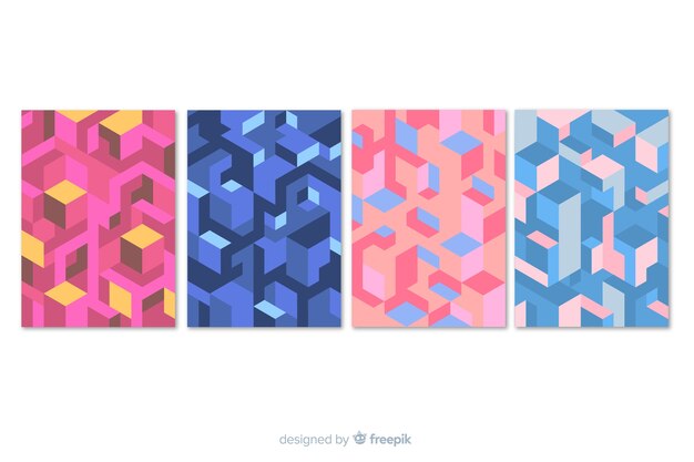 Isometric pattern brochure template collection