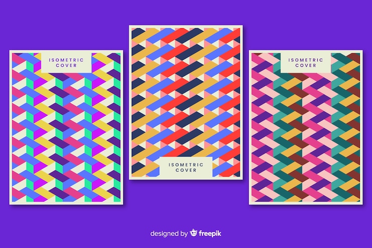 Free Vector isometric pattern cover collection