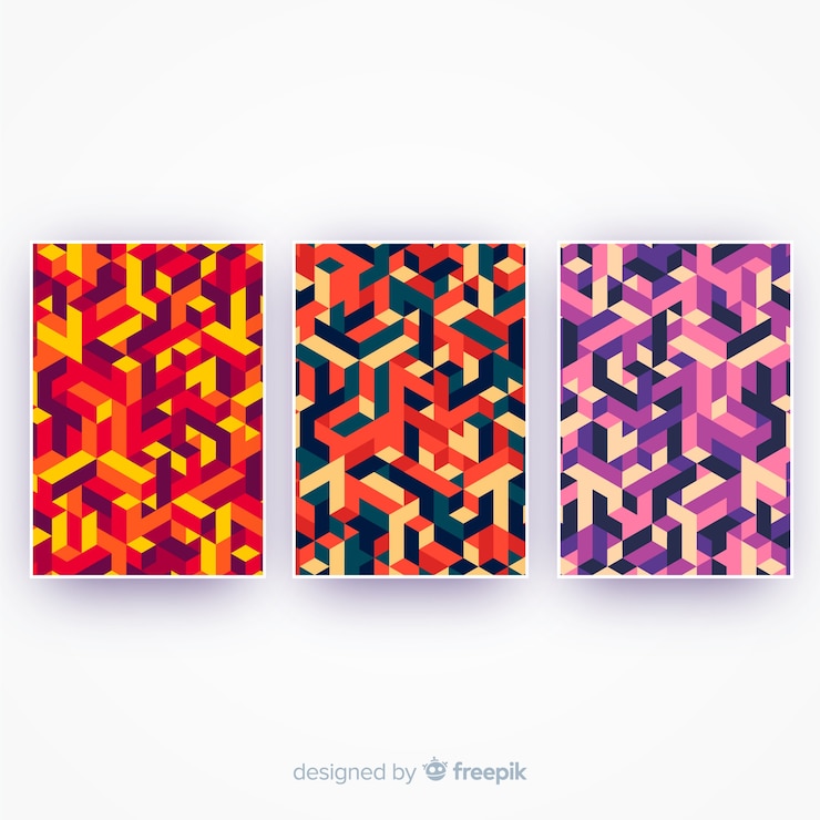 Free Vector isometric pattern cover collection