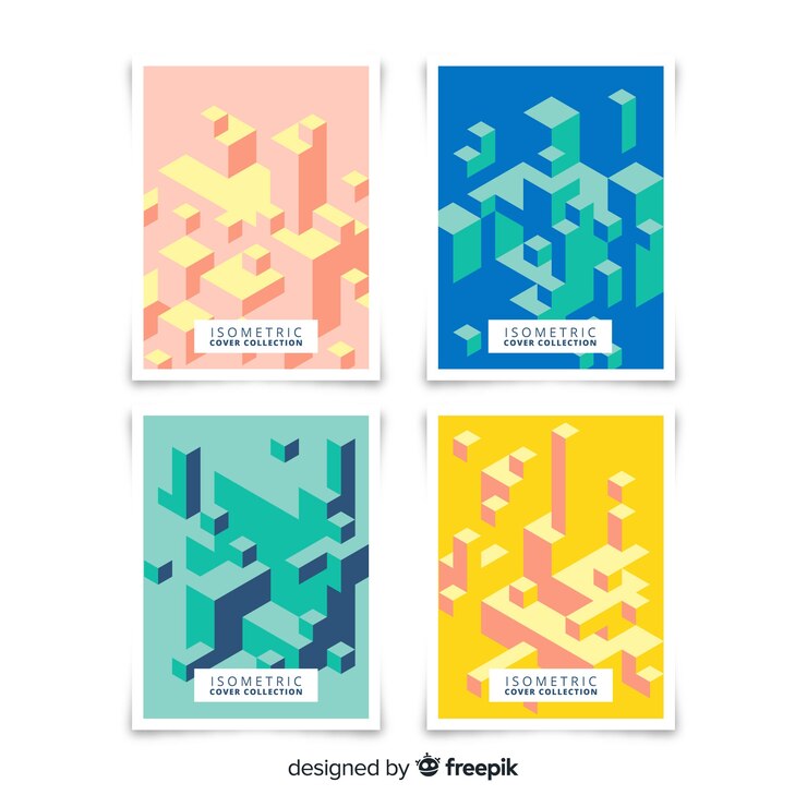 Free Vector isometric pattern cover collection
