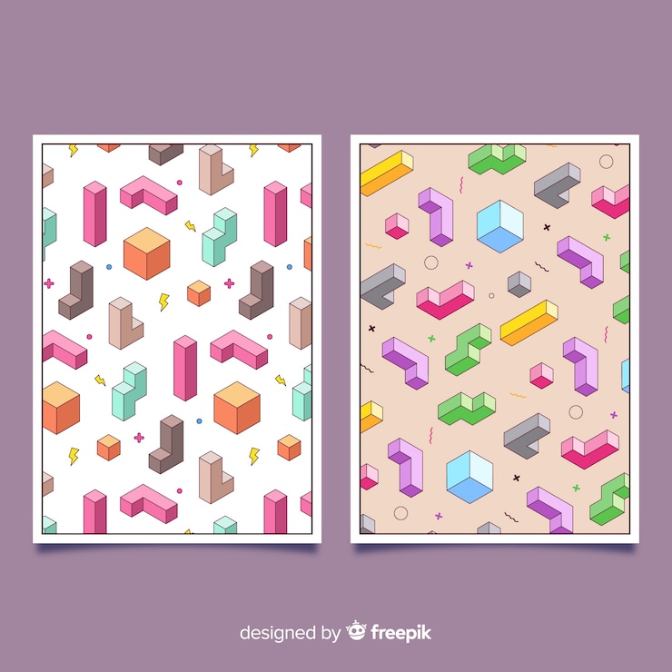 Free Vector isometric pattern covers