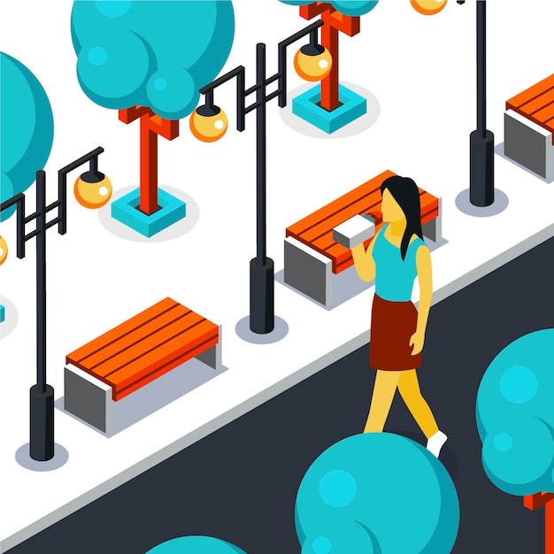 Free vector isometric people eating illustration