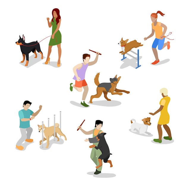 Free Vector | People with pets set