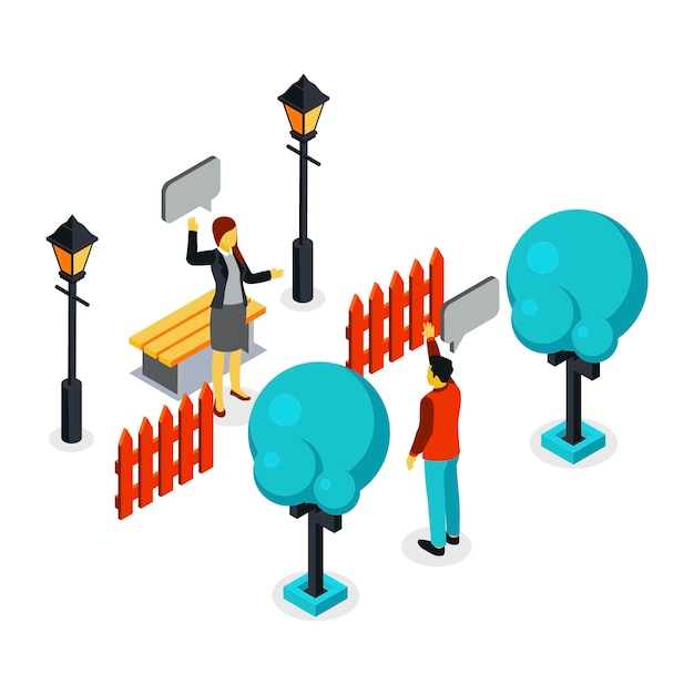 Free vector isometric people waving illustration