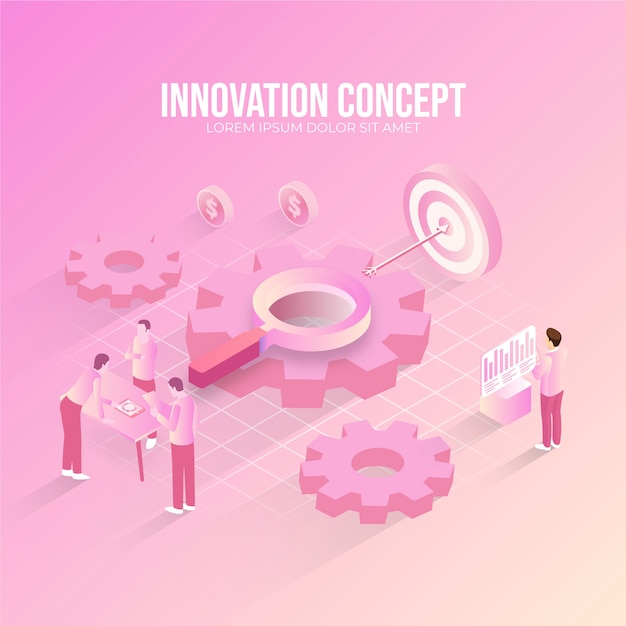 Free vector isometric pink innovation concept