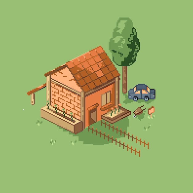 Free vector isometric pixeled glamping illustration