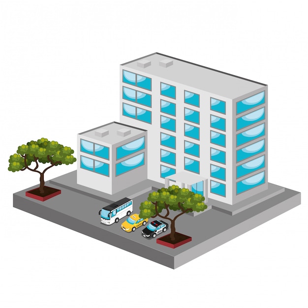 Isometric Place: A Free Vector Template for Modern Architecture