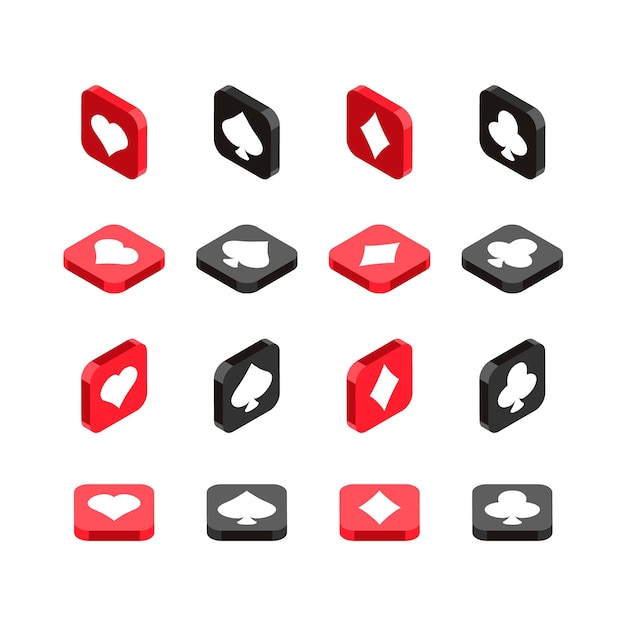 Free vector isometric  playing cards icon set