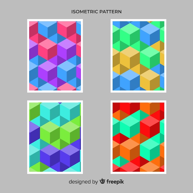Free vector isometric polygonal style brochure set