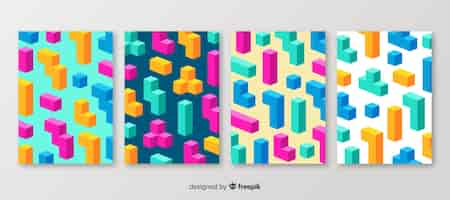 Free vector isometric polygonal style brochure set