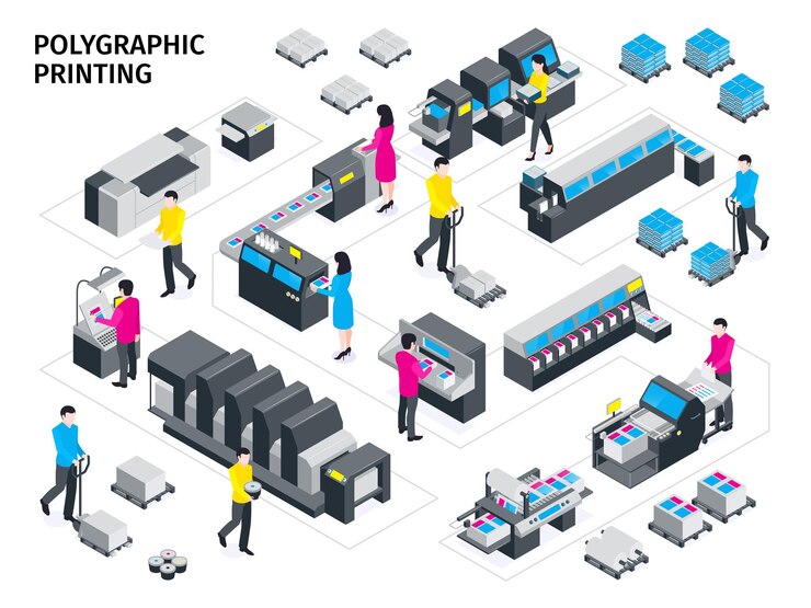Free Vector isometric polygraphy composition