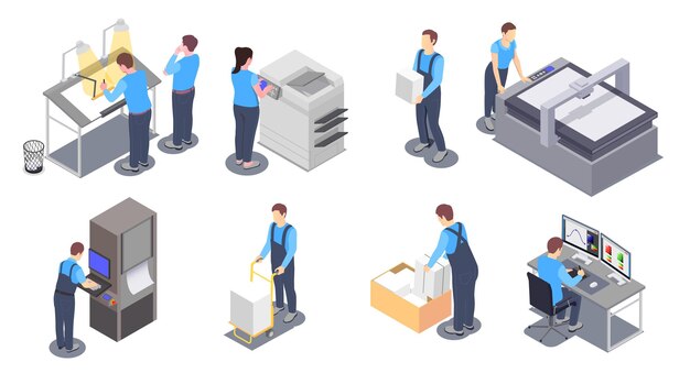 isometric print service illustrations