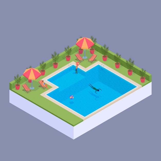 Isometric private pool concept