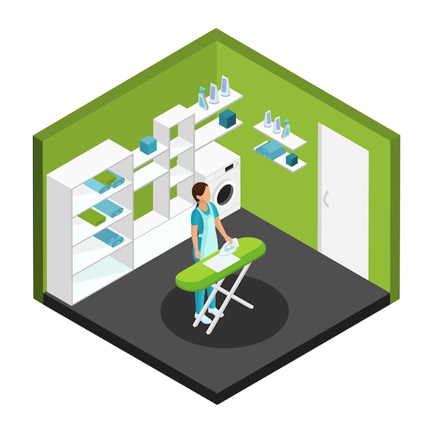 Free vector isometric professional cleaning service template
