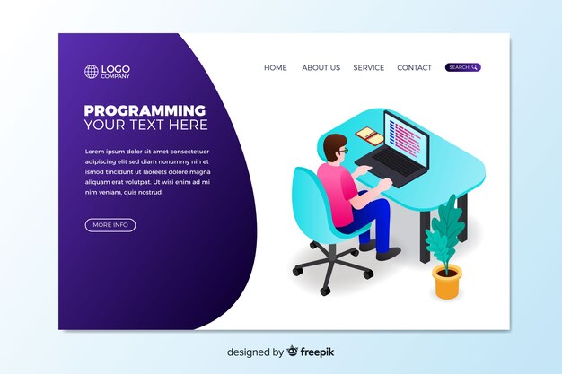 Isometric programming landing page template