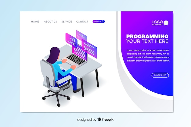 Isometric programming landing page template