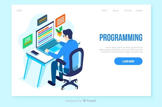 Isometric programming landing page template