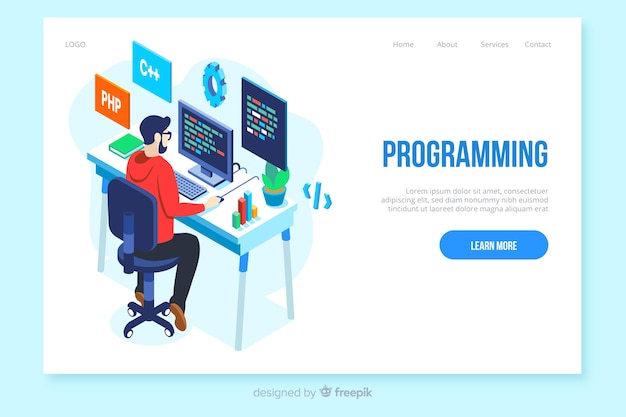 Isometric programming landing page template