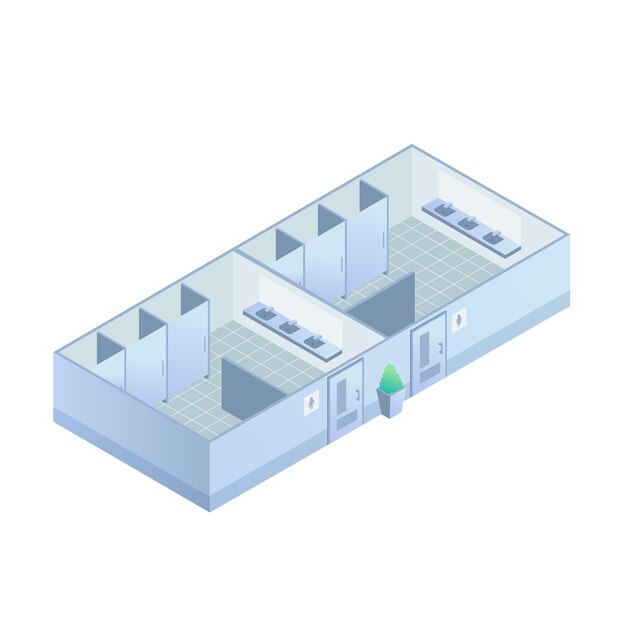 Isometric public toilets