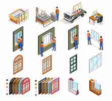 Free vector isometric pvc windows production