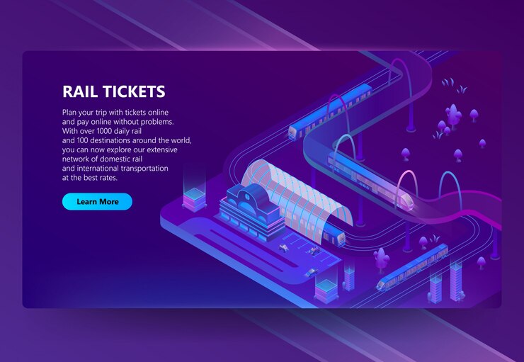 Free Vector isometric railway station with trains