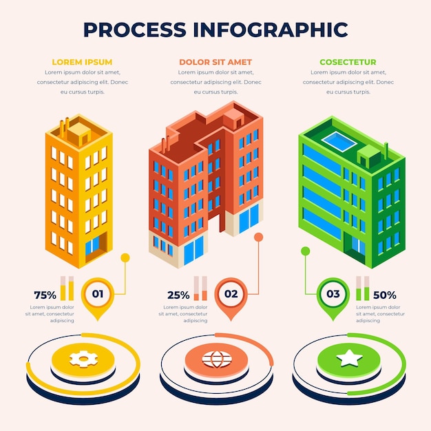 Isometric real estate infographic template