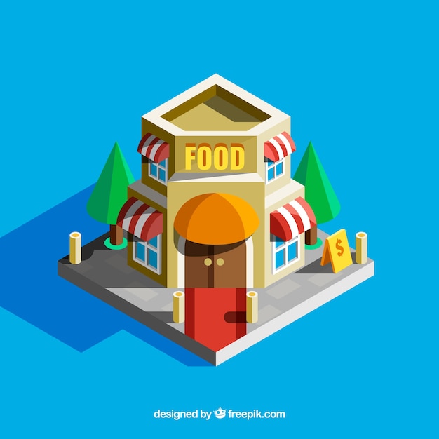 Free vector isometric restaurant facade background