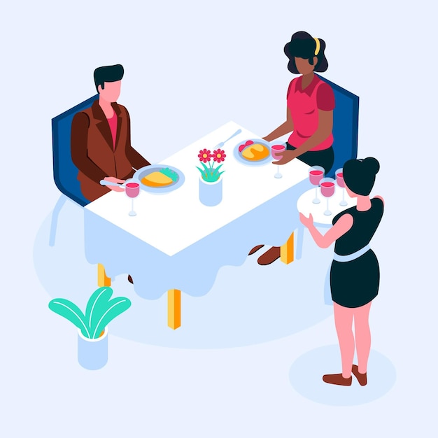 Isometric restaurant illustration