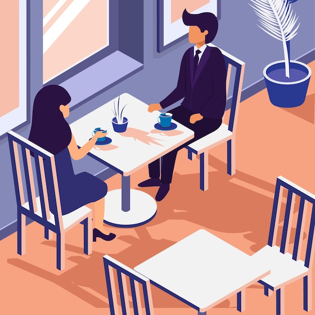 Free vector isometric restaurant