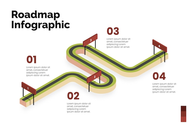 Vettore gratuito modello di infografica roadmap isometrica